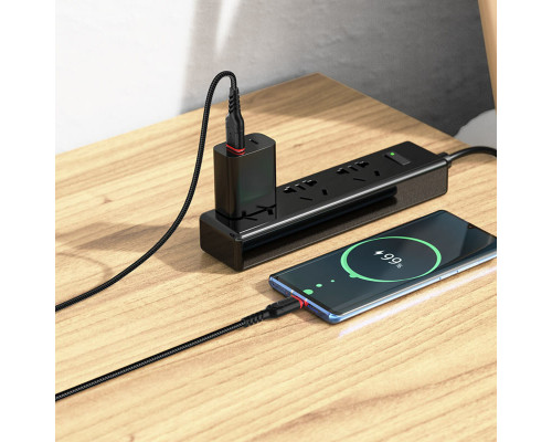 Кабель HOCO X59 USB to Type-C 3A, 1m, nylon, TPE connectors, Black (6931474744920)