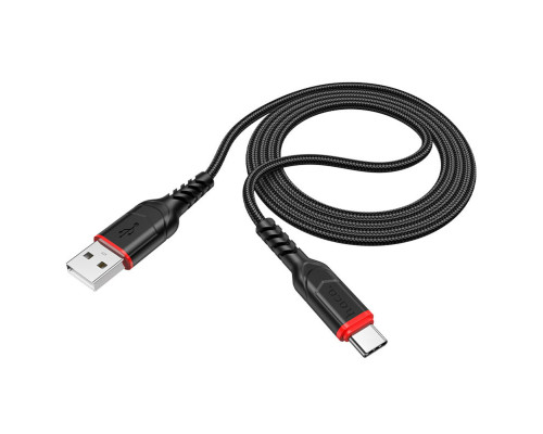 Кабель HOCO X59 USB to Type-C 3A, 1m, nylon, TPE connectors, Black (6931474744920)