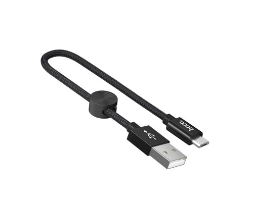 Кабель HOCO X35 USB to Micro 2.4A, 0.25m, nylon, aluminum connectors, Black (6931474707437)