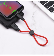 Кабель HOCO X21 Plus USB to Micro 2.4A, 0.25m, silicone, silicone connectors, Black+Red (6931474712400)