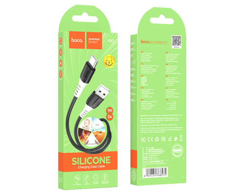 Кабель HOCO X82 USB to Type-C 3A, 1m, silicone, silicone connectors, Black (6931474768575)