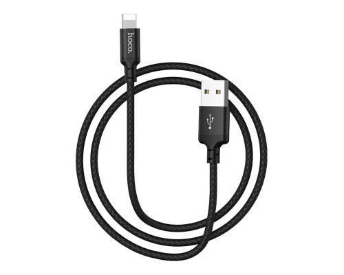 Кабель HOCO X14 USB to iP 2A, 1m, nylon, aluminum connectors, Black (6957531062820)