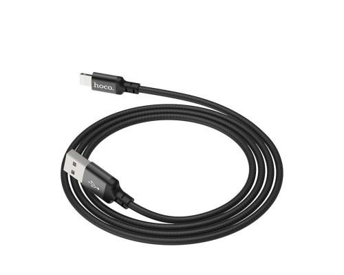 Кабель HOCO X14 USB to iP 2A, 1m, nylon, aluminum connectors, Black (6957531062820)