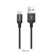 Кабель HOCO X14 USB to iP 2A, 1m, nylon, aluminum connectors, Black (6957531062820)