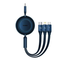 Кабель Baseus Bright Mirror 2 Series Retractable 3-in-1 Fast Charging Data Cable Type-C to M+L+C 100W 1.1m Blue (CAMJ010203)