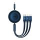 Кабель Baseus Bright Mirror 2 Series Retractable 3-in-1 Fast Charging Data Cable Type-C to M+L+C 100W 1.1m Blue (CAMJ010203)