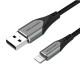 Кабель Vention USB 2.0 A to Lightning Cable 2M Gray Aluminum Alloy Type (LABHH) (LABHH)