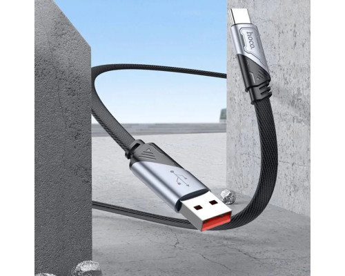 Кабель HOCO U119 USB to Type-C 5A, 1.2m, nylon, aluminum connectors, Black (6942007605007)
