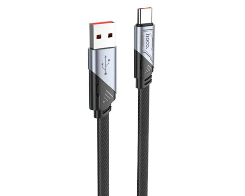 Кабель HOCO U119 USB to Type-C 5A, 1.2m, nylon, aluminum connectors, Black (6942007605007)