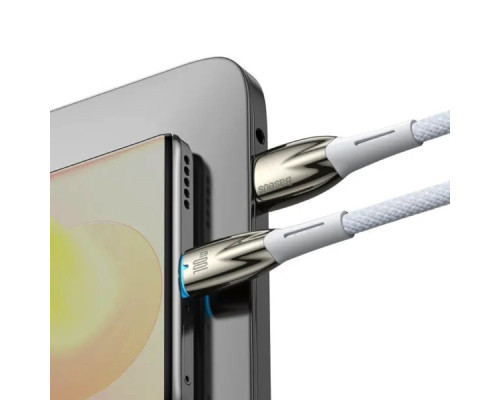 Кабель Baseus Glimmer Series Fast Charging Data Cable USB to Type-c 100W 1m White (CADH000402)