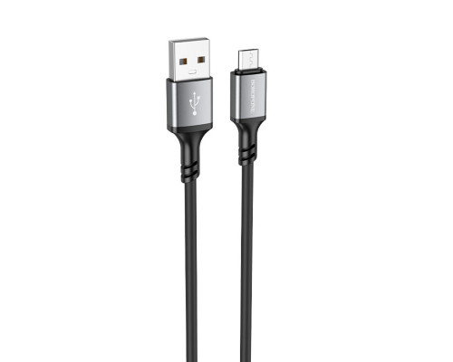 Кабель BOROFONE BX83 Micro Famous silicone charging data cable Black (6974443386387)