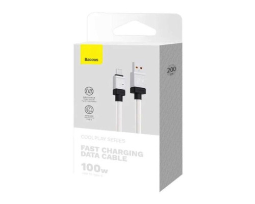 Кабель Baseus CoolPlay Series Fast Charging Cable USB to Type-C 100W 2m White (CAKW000702)