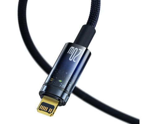 Кабель Baseus Explorer Series Auto Power-Off Fast Charging Data Cable Type-C to IP 20W 2m Blue (CATS000103)