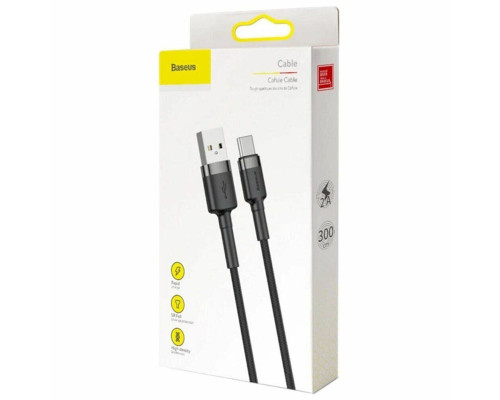 Кабель Baseus cafule Cable USB For Type-C 2A 3m Gray+Black (CATKLF-UG1)