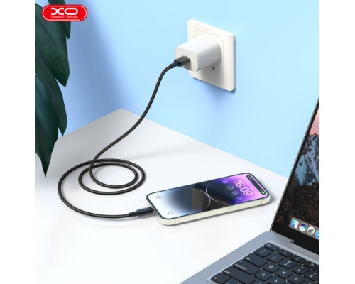 Кабель XO NB249 5A PVC Shiny Colorful Lightning Data Cable чорні mag-6920680844524136194