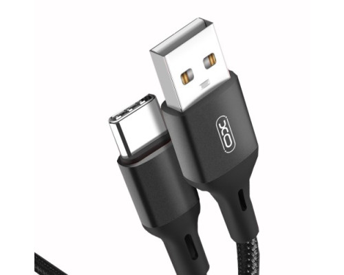 Кабель XO NB143 Braided data cable Type-c 1m Чорний Деф.пак mag-200000155888153437