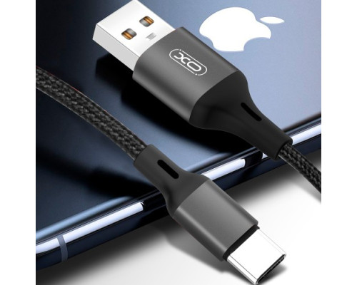Кабель XO NB143 Braided data cable Type-c 1m Чорний Деф.пак mag-200000155888153437
