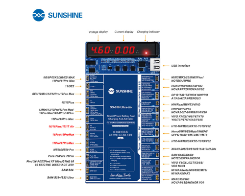 Тестер-активатор акумуляторів Sunshine SS-916 ultra v3.0 PLS-00-00170128