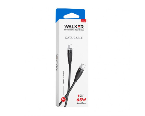 Кабель USB WALKER C735 Type-C to Type-C 65W 2м black