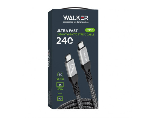 Кабель USB WALKER C995 240W Thunderbolt4 Type-C to Type-C black TPS-2710000302087 2710000302087