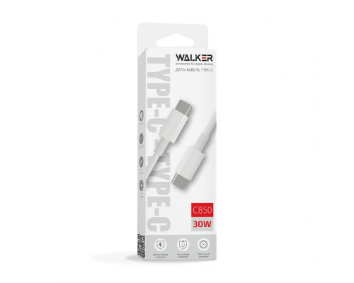 Кабель USB WALKER C850 Type-C to Type-C white