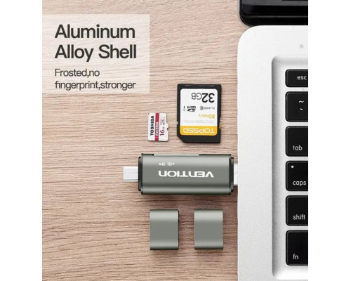 Картрідер Vention USB3.0 Multi-function Card Reader Gray Metal Type (CCHH0) (CCHH0)