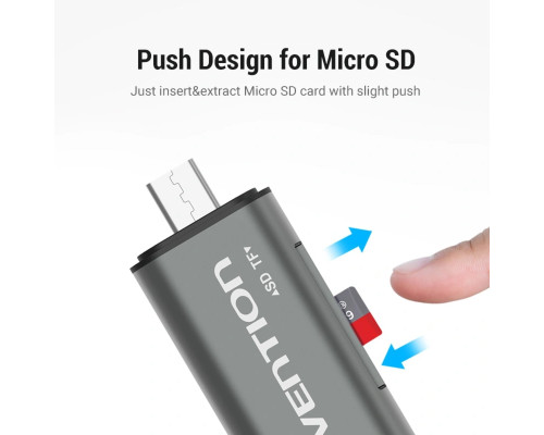 Картрідер Vention USB3.0 Multi-function Card Reader Gray Metal Type (CCHH0) (CCHH0)