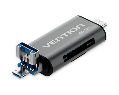 Картрідер Vention USB3.0 Multi-function Card Reader Gray Metal Type (CCHH0) (CCHH0)