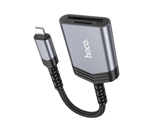 Кардрідер HOCO UA25 2-in-1 card reader iP Metal Gray (6942007608855)
