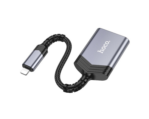 Кардрідер HOCO UA25 2-in-1 card reader iP Metal Gray (6942007608855)