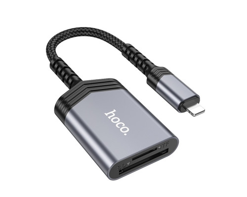 Кардрідер HOCO UA25 2-in-1 card reader iP Metal Gray (6942007608855)