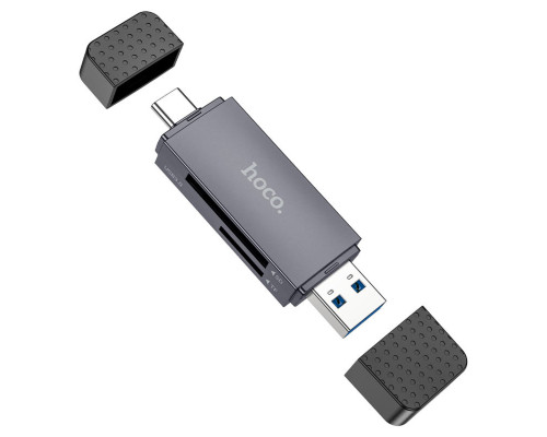 Кардрідер HOCO HB45 Spirit 2-in-1 USB/Type-C 3.0 card reader Metal gray (6942007620529)