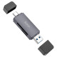 Кардрідер HOCO HB45 Spirit 2-in-1 USB/Type-C 3.0 card reader Metal gray (6942007620529)