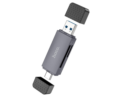 Кардрідер HOCO HB45 Spirit 2-in-1 USB/Type-C 3.0 card reader Metal gray (6942007620529)