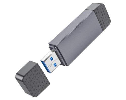 Кардрідер HOCO HB45 Spirit 2-in-1 USB/Type-C 3.0 card reader Metal gray (6942007620529)