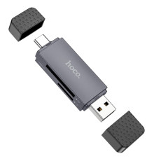 Кардрідер HOCO HB45 Spirit 2-in-1 USB/Type-C 2.0 card reader Metal Gray (6942007620512)
