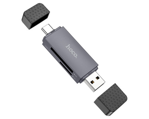 Кардрідер HOCO HB45 Spirit 2-in-1 USB/Type-C 2.0 card reader Metal Gray (6942007620512)