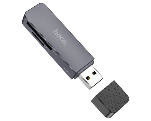 Кардрідер HOCO HB45 Spirit 2-in-1 USB 2.0 card reader Metal Gray (6942007620499)