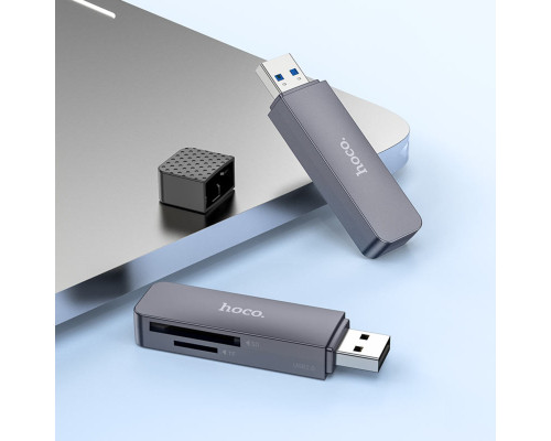 Кардрідер HOCO HB45 Spirit 2-in-1 USB 2.0 card reader Metal Gray (6942007620499)