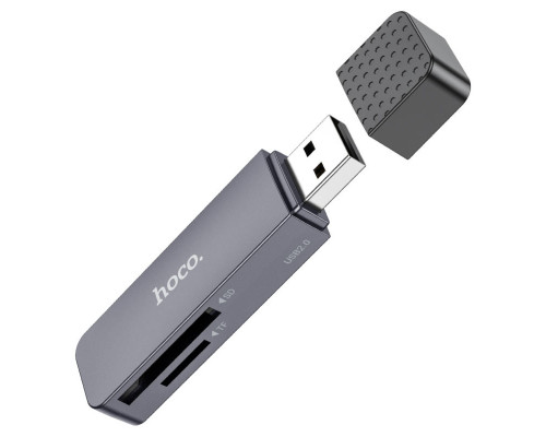 Кардрідер HOCO HB45 Spirit 2-in-1 USB 2.0 card reader Metal Gray (6942007620499)