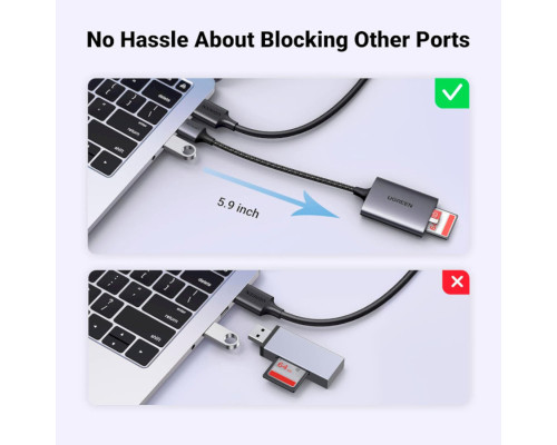 Картрідер UGREEN CM401 USB-A to SD/TF Memory Card Reader Alu Case(UGR-80887) (UGR-80887)