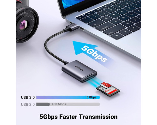 Картрідер UGREEN CM401 USB-A to SD/TF Memory Card Reader Alu Case(UGR-80887) (UGR-80887)