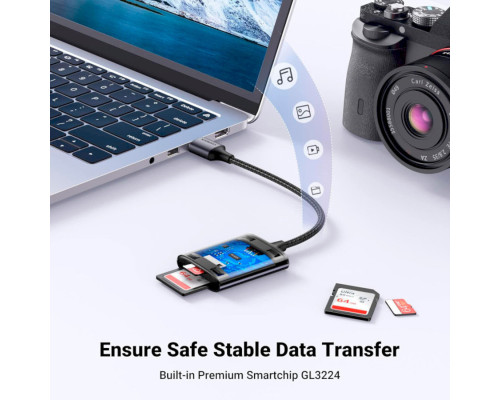 Картрідер UGREEN CM401 USB-A to SD/TF Memory Card Reader Alu Case(UGR-80887) (UGR-80887)