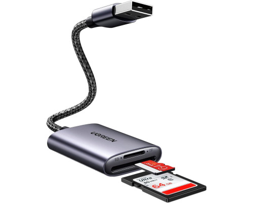 Картрідер UGREEN CM401 USB-A to SD/TF Memory Card Reader Alu Case(UGR-80887) (UGR-80887)