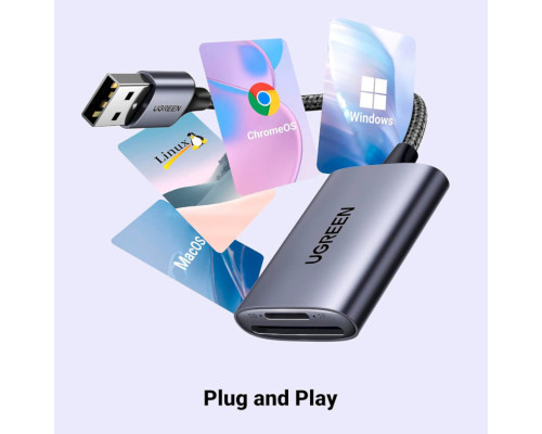 Картрідер UGREEN CM401 USB-A to SD/TF Memory Card Reader Alu Case(UGR-80887) (UGR-80887)