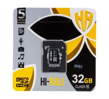 Карта Пам'яті Hi-Rali MicroSDHC 32gb UHS-1 10 Class & Adapter Колір Чорний 4711472587444