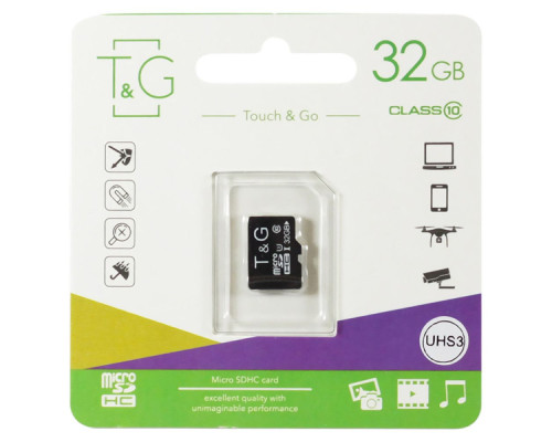 Карта Пам'яті T&G MicroSDHC 32gb UHS-1 10 Class Колір Чорний 4711472587680