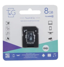 Карта Пам'яті T&G MicroSDHC 8gb 10 Class & Adapter Колір Чорний 1931472584264