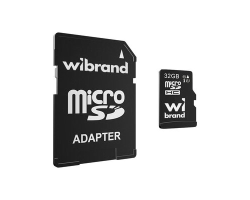 Карта Пам'яті Wibrand MicroSDHC 32gb UHS-1 10 Class & Adapter Колір Чорний 4820124141931