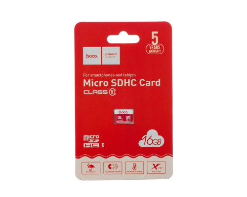 Карта Пам'яті Hoco MicroSDHC 16gb 10 Class Колір Червоний